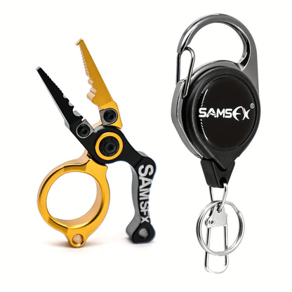 A Set of Multifunctional Mini Fishing Pliers And a Quick-Release Line Puller Combination, Without Battery