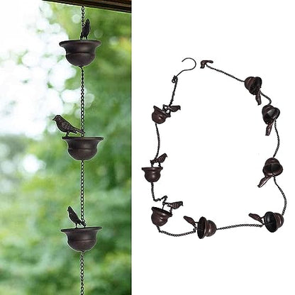 🦜Limited time offer for only $15🦜Vintage metal bird-shaped wind chime with rain chain