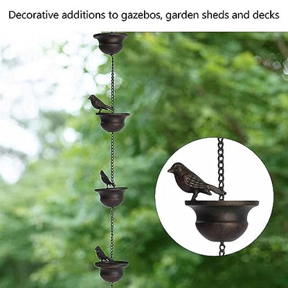 🦜Limited time offer for only $15🦜Vintage metal bird-shaped wind chime with rain chain