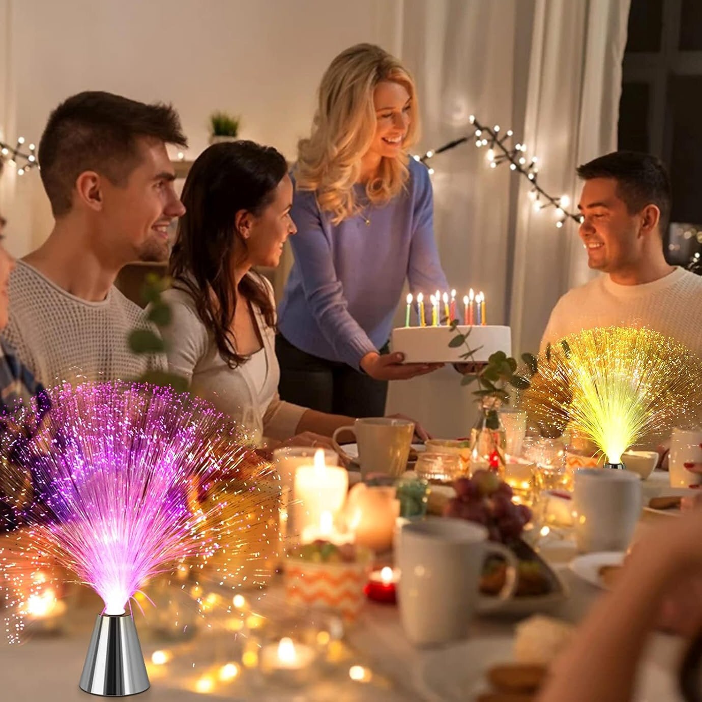 🎃Holiday Special: 2nd half price🎆LED Fiber Optic Lights, Color Changing Battery Powered Room Decor